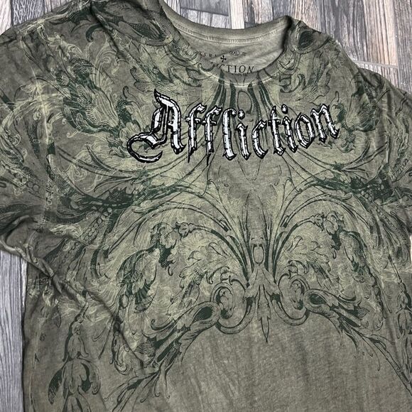 🔥☠️ Y2K AFFLICTION Los Angeles all over print Graphic Tee Men’s 2XL - PERFECT - Picture 5 of 13